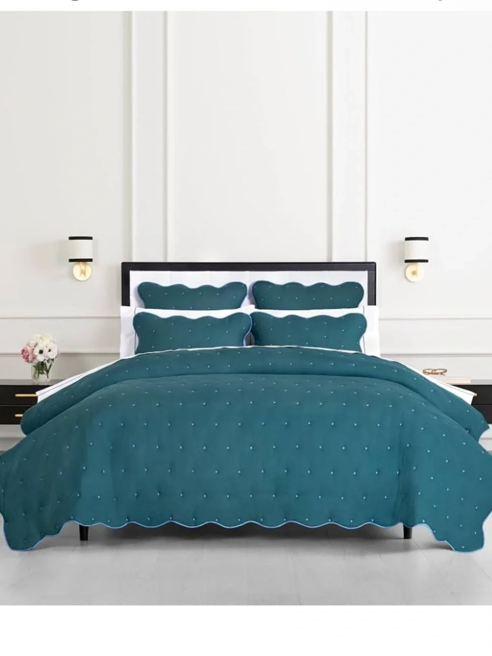 New kate spade scalloped edge 3 piece King size quilt set in blue spruce